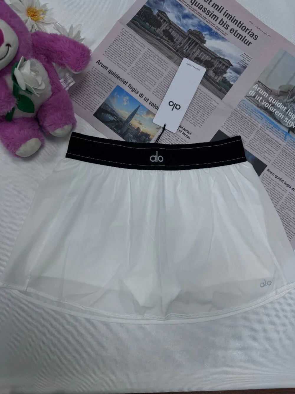 NWT 🤍 Alo Yoga Match Point Tennis Skirt White Built In Shorts Activewear 😘